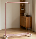 Rolling Clothes Rack with Shelf, Metal Garment Organizer for Home Storage - Image 2