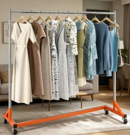Industrial Heavy Duty Clothes Rack with Wheels, Large Capacity Garment Organizer