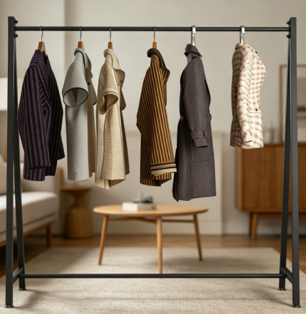 Industrial Style Metal Clothes Rack, Heavy Duty Garment Organizer