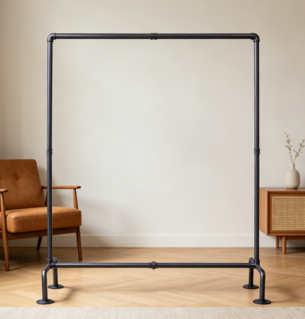 Freestanding Pipe Style Clothes Rack, Heavy Duty Garment Storage