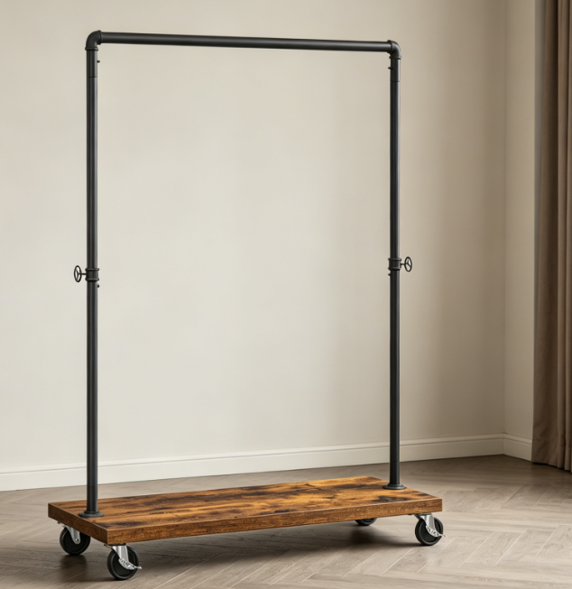 18 Industrial Style Clothes Rack with Shelf, Rolling Garment Organizer - Image 1