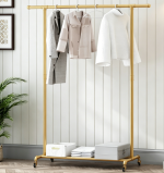 Heavy Duty Clothes Rack with Wheels and Shelf, Metal Garment Organizer - Image 2