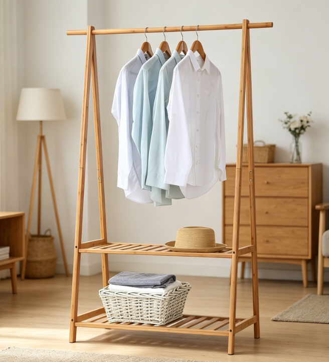 30 Double Rod Clothes Rack with Wheels, Adjustable Metal Garment Organizer - Image 1