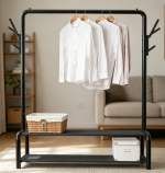 Rolling Clothes Rack with Shelves, Adjustable Garment Organizer