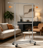 Multi-Tier Clothes Rack with Wheels, Industrial Style Garment Organizer - Image 2