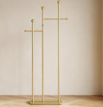 Double Rod Rolling Clothes Rack with Hooks, Portable Garment Organizer