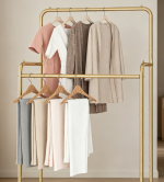 Rolling Clothes Rack with Shelves and Side Rods, Freestanding Organizer - Image 2